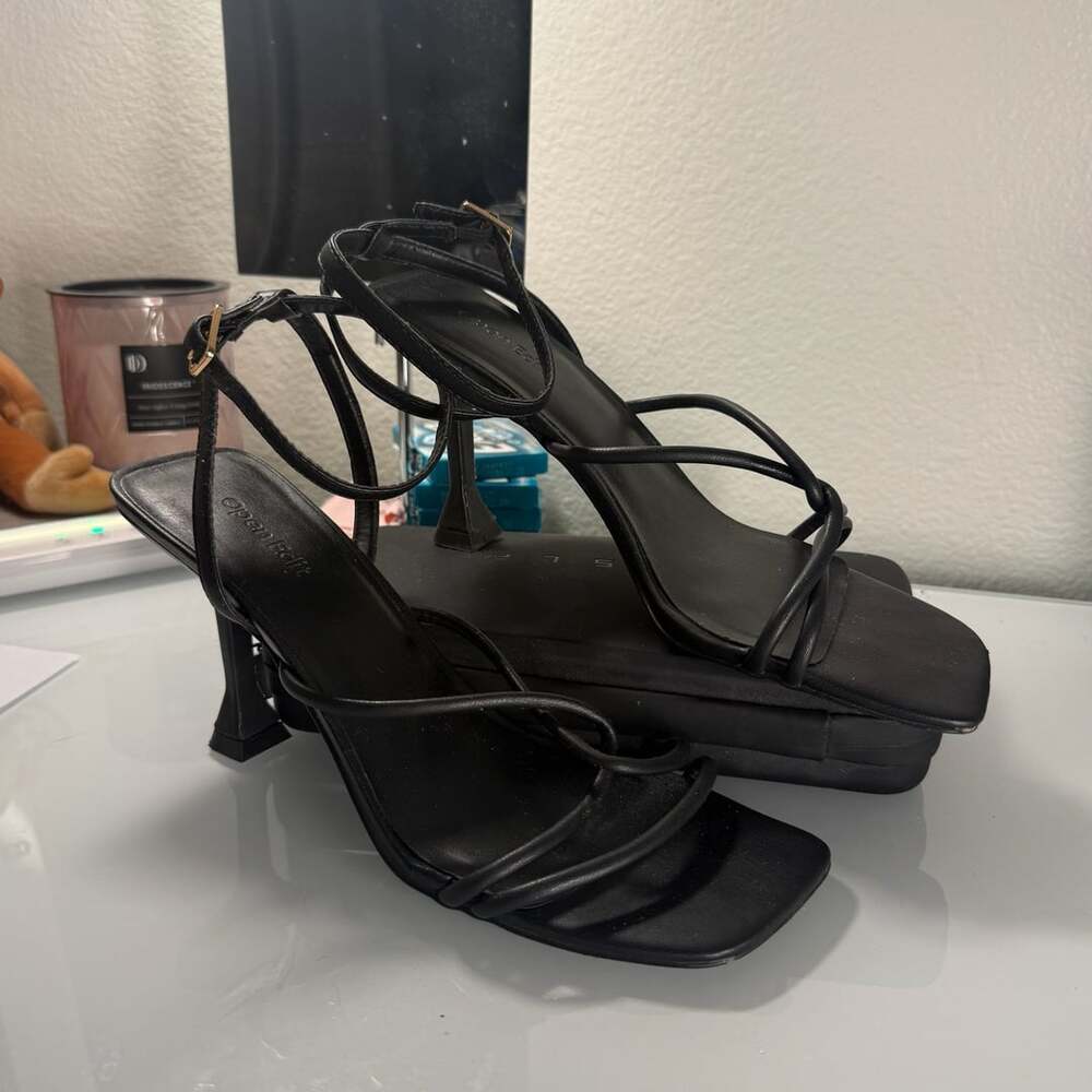 Open Edit Allira Strappy Sandal Size 8.5M Black Heels